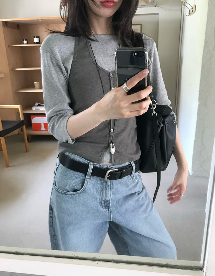 掛脖排鈕細節背心