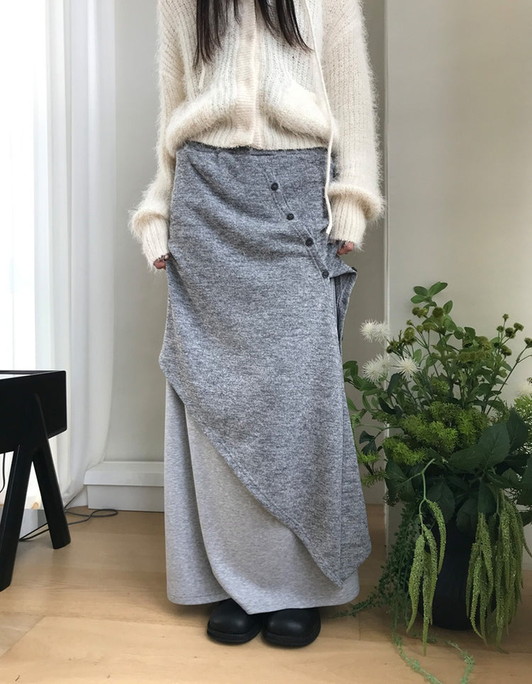 不規則設計感假兩件及踝裙