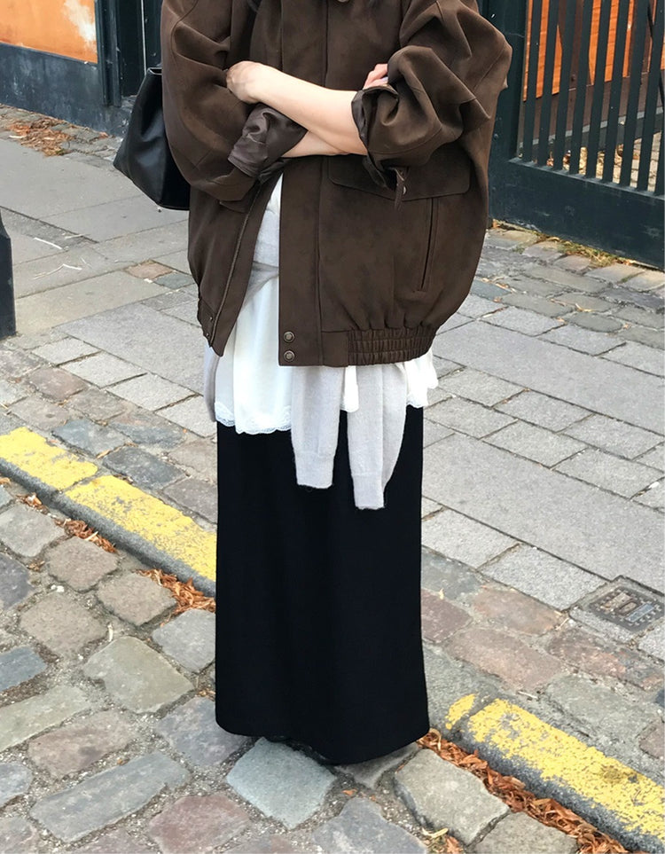 後開叉扣鈕抽繩及踝裙