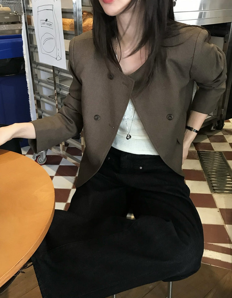 無領雙排扣鈕西外