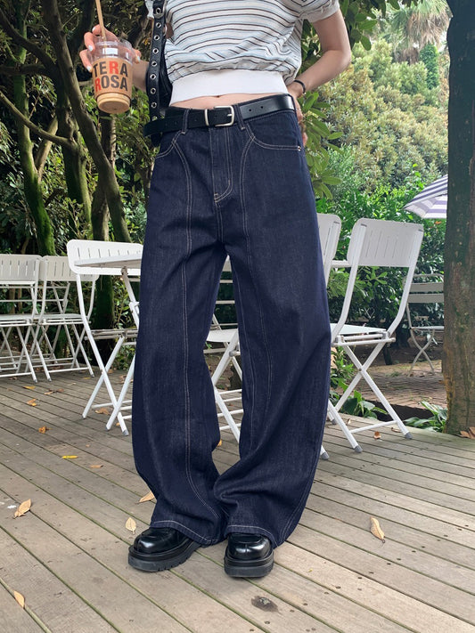 弧壓線細節牛仔褲