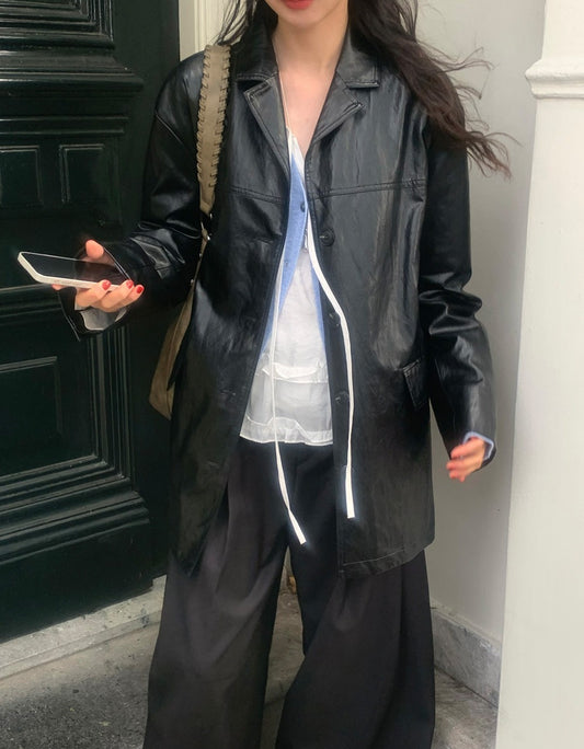 皮質/麂皮質感綁帶西外