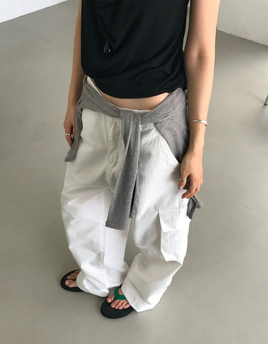 Unisex簡約口袋工裝褲