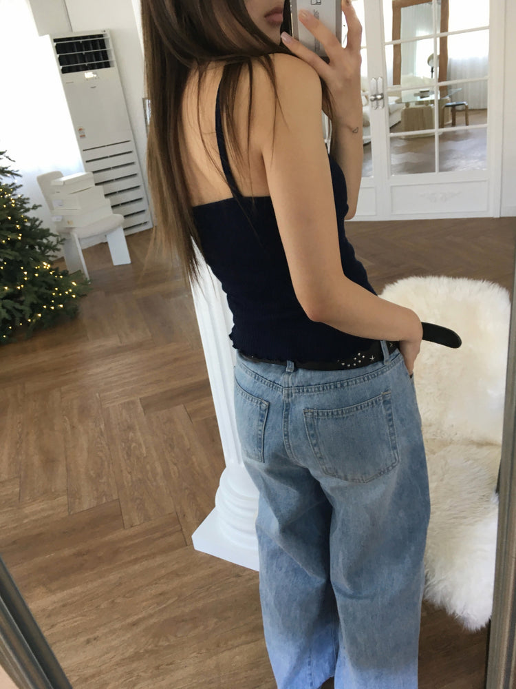 交疊蕾絲捲邊細節背心