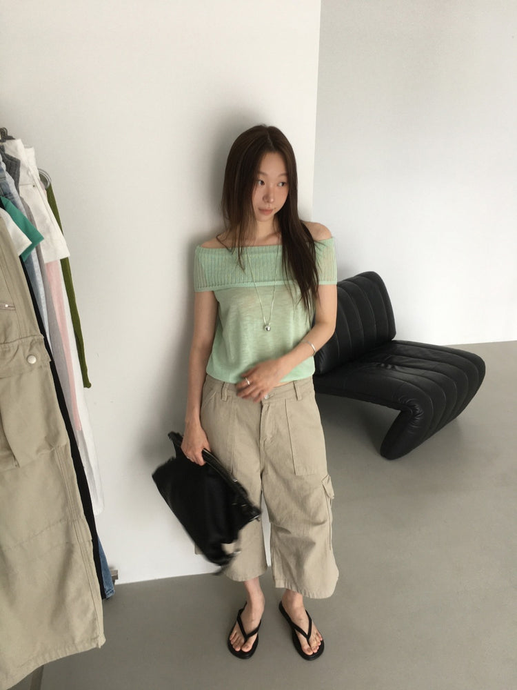 寬鬆工裝細節七分褲