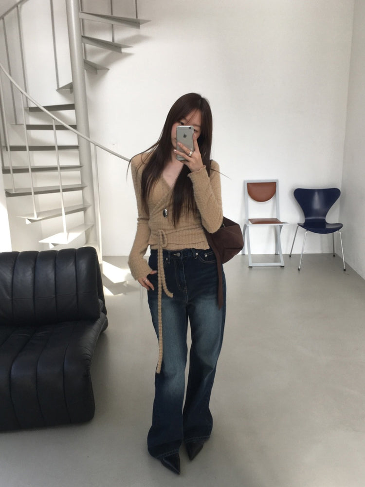 毛絨親膚綁帶細節上衣