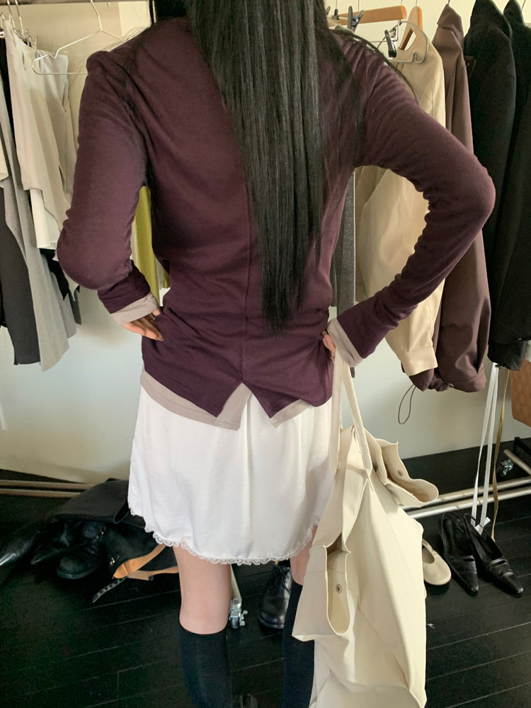 微透美色後開叉上衣