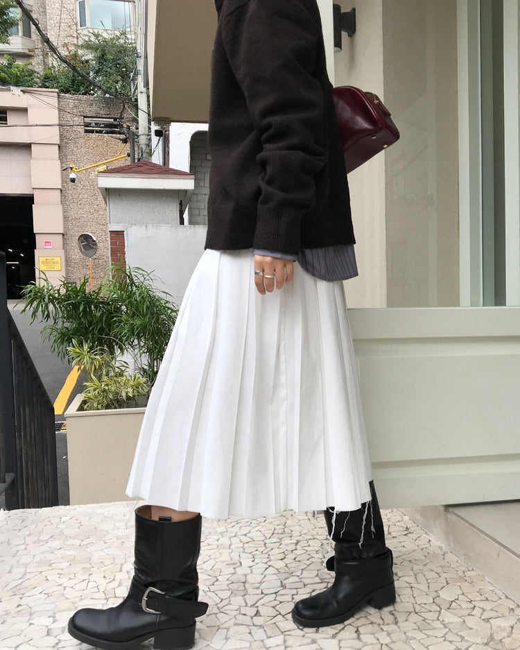 不修邊雙層細節百褶裙