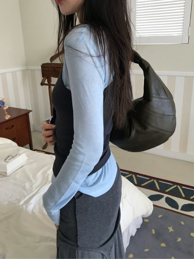 微透美色亨利領修身上衣