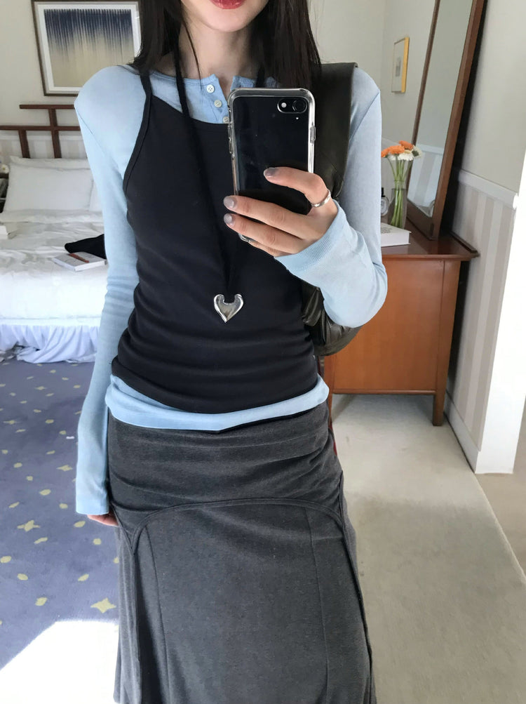 微透美色亨利領修身上衣