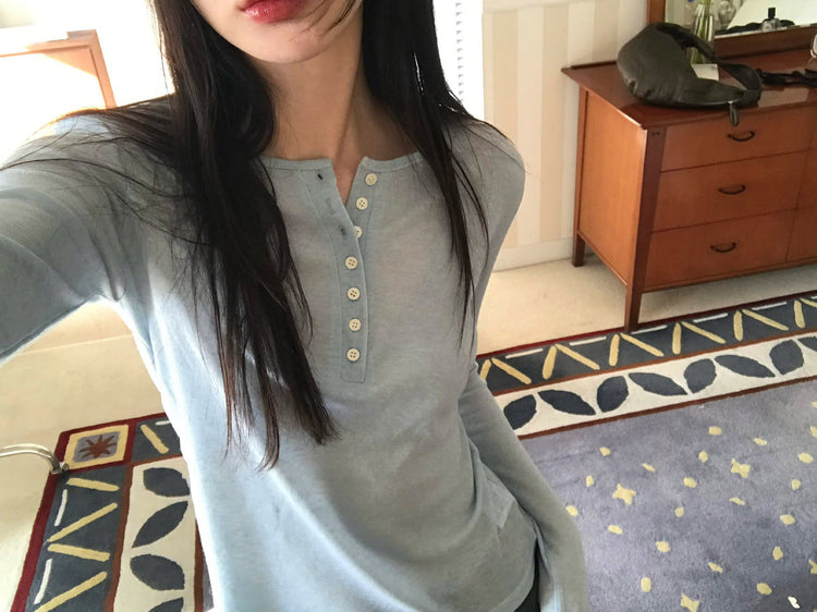 微透美色亨利領修身上衣