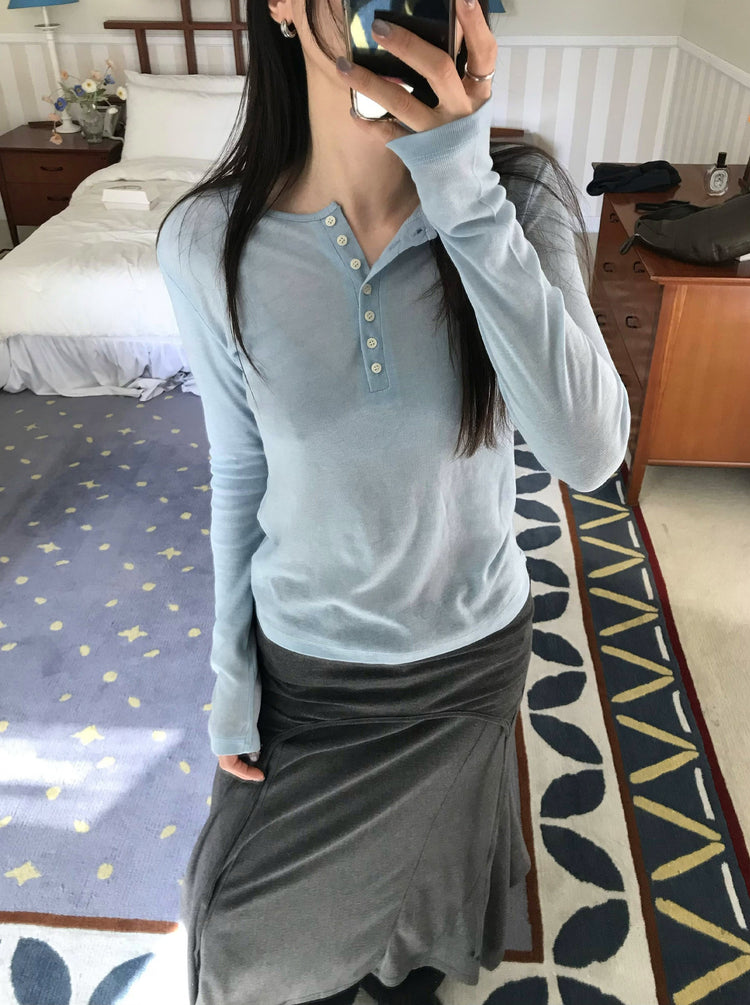 微透美色亨利領修身上衣