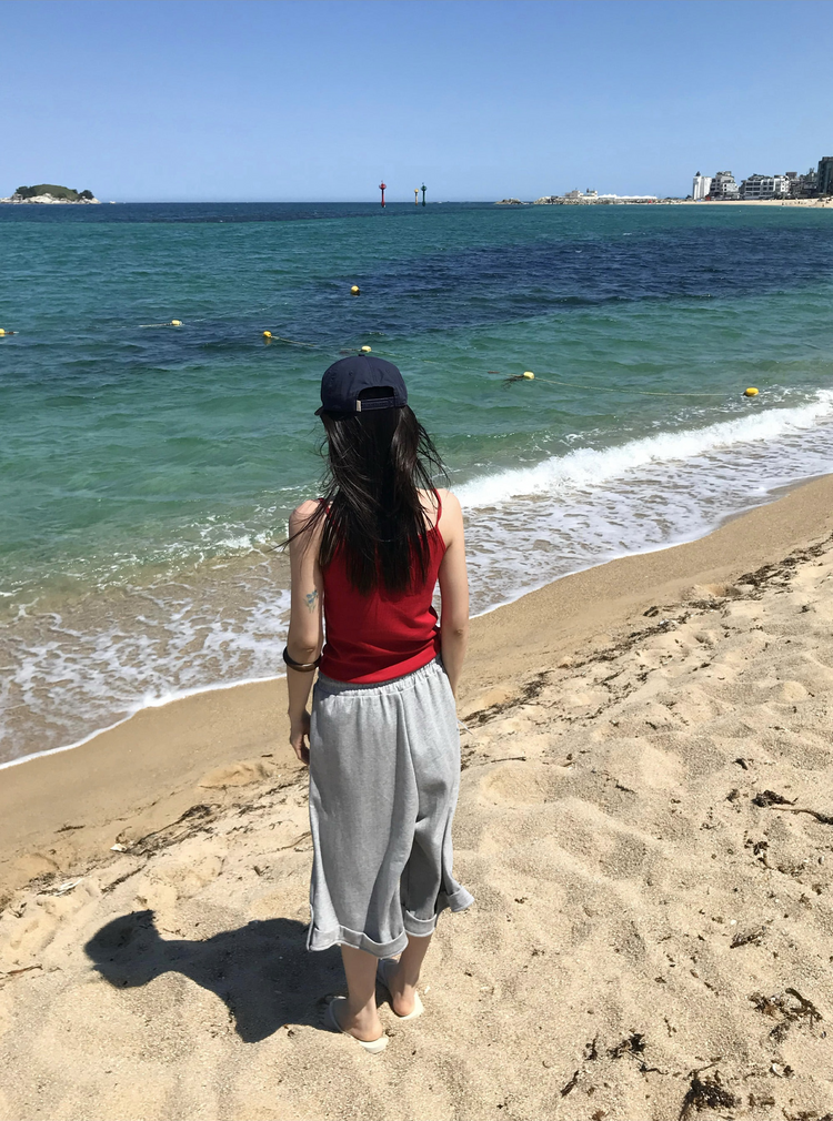 美色細帶交疊背心