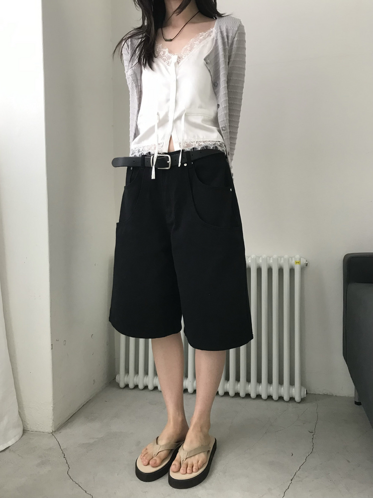 雙層口袋設計感細節六分褲