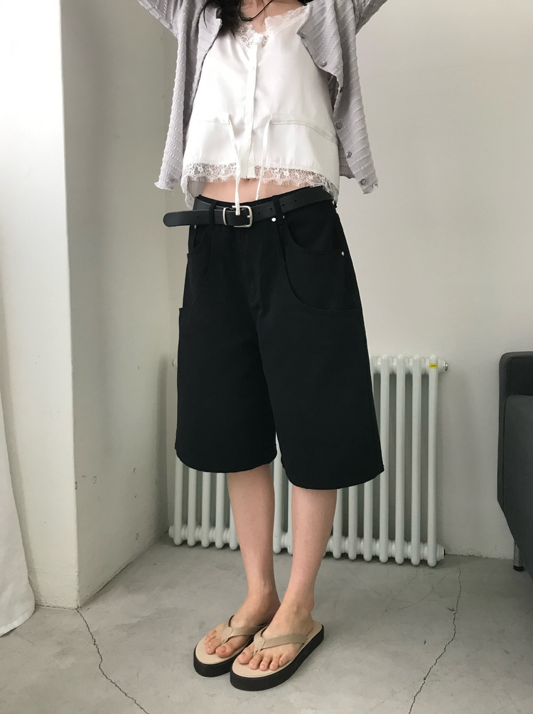 雙層口袋設計感細節六分褲