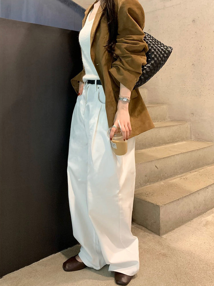 U領圈毛質感針織上衣