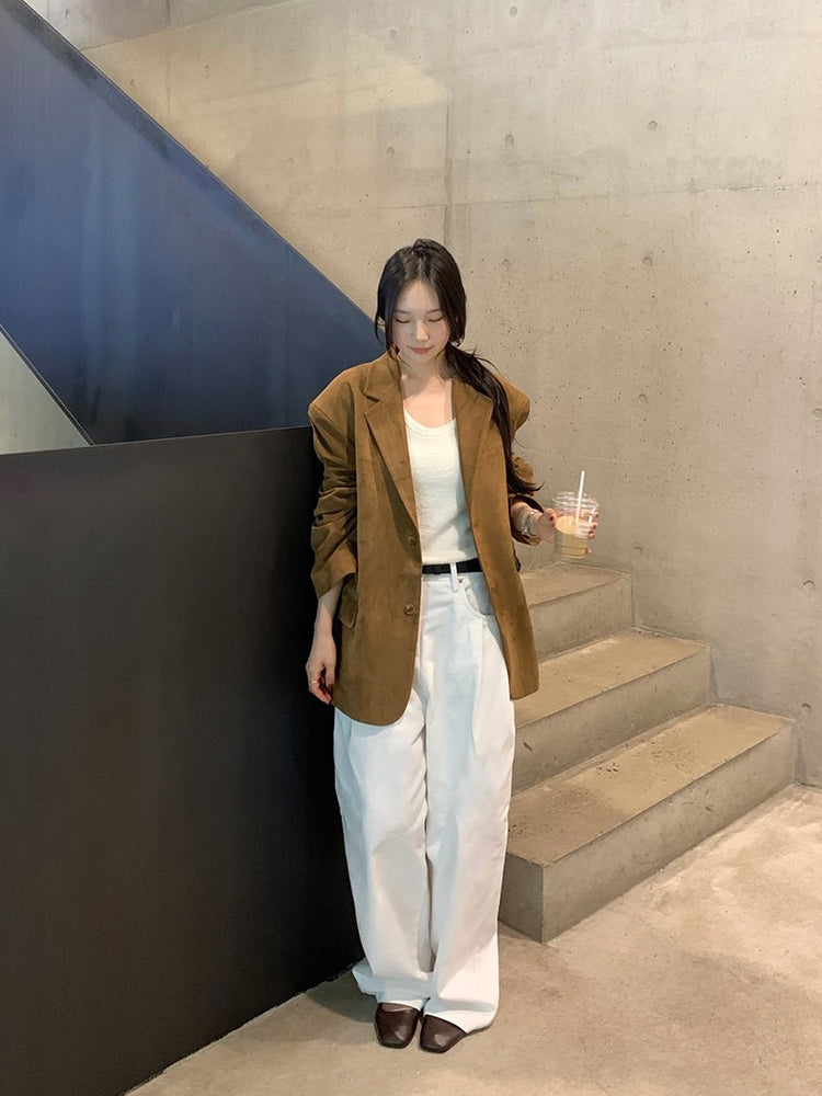 U領圈毛質感針織上衣