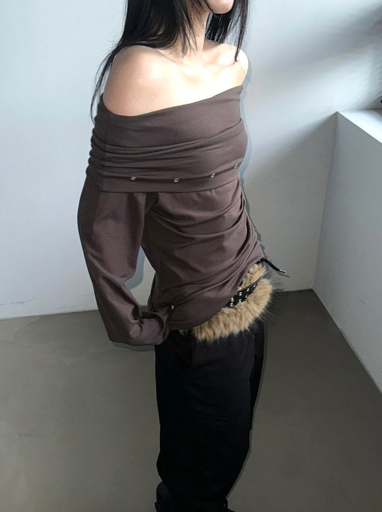 混色毛鐵扣細節腰帶