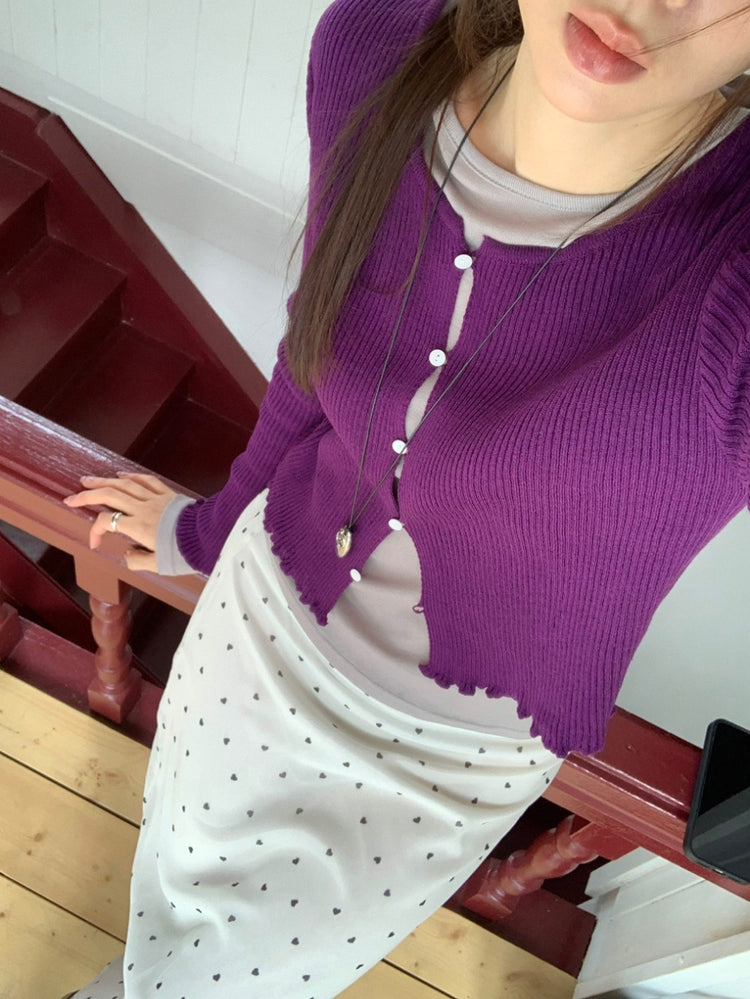 花邊排鈕顯瘦針織外套