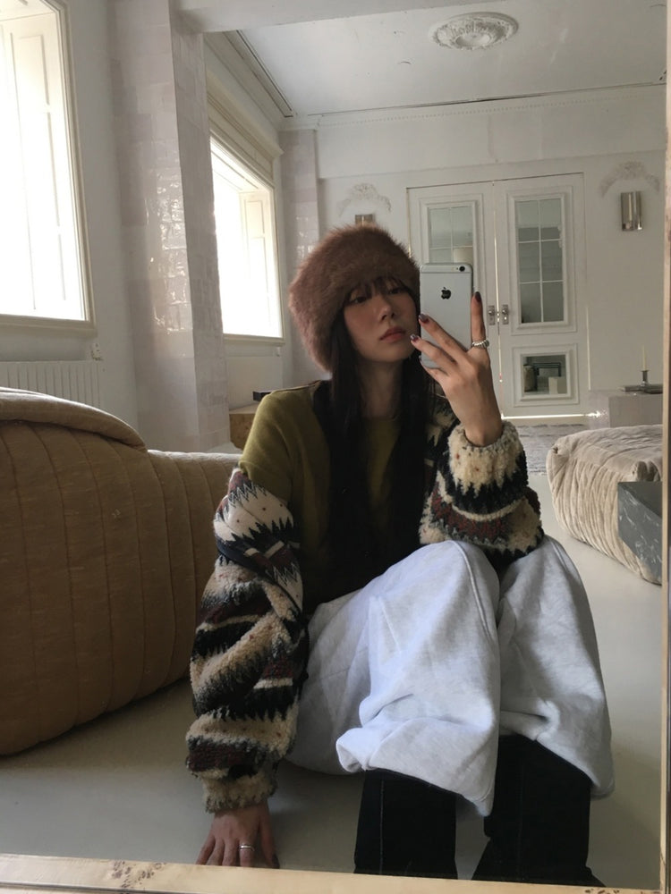 毛絨質感頭帶/圍巾