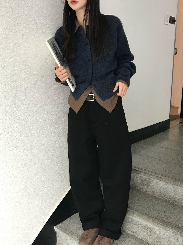 背口袋細節寬鬆直褲