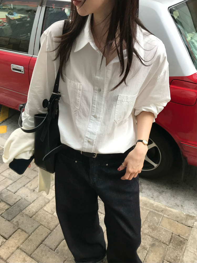 口袋細節直筒牛仔褲