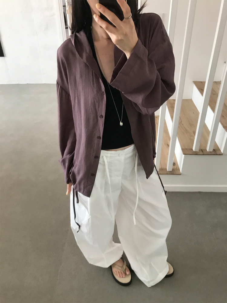 掛脖深V修腰上衣
