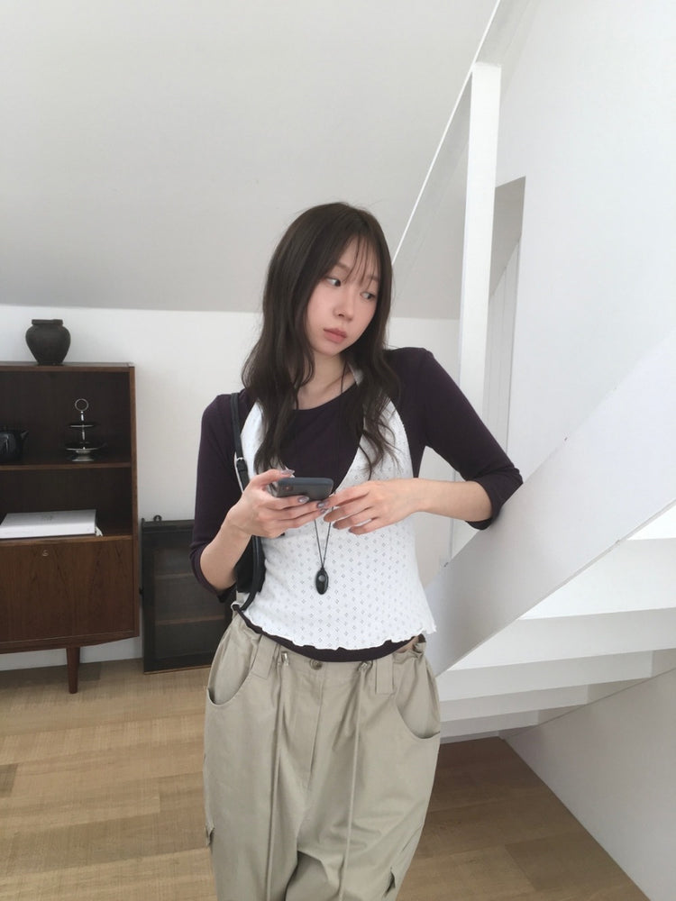 微透天絲經典七分袖上衣