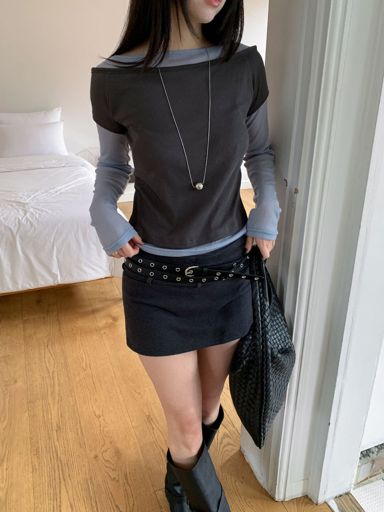 撞色層次感兩件式上衣