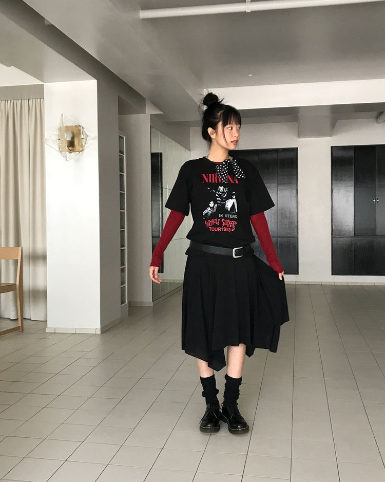 不規則下擺細節棉裙