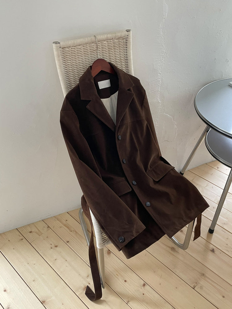 皮質/麂皮質感綁帶西外