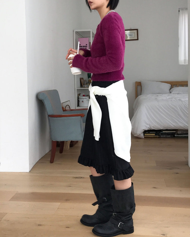 美色圓領排鈕針織外套