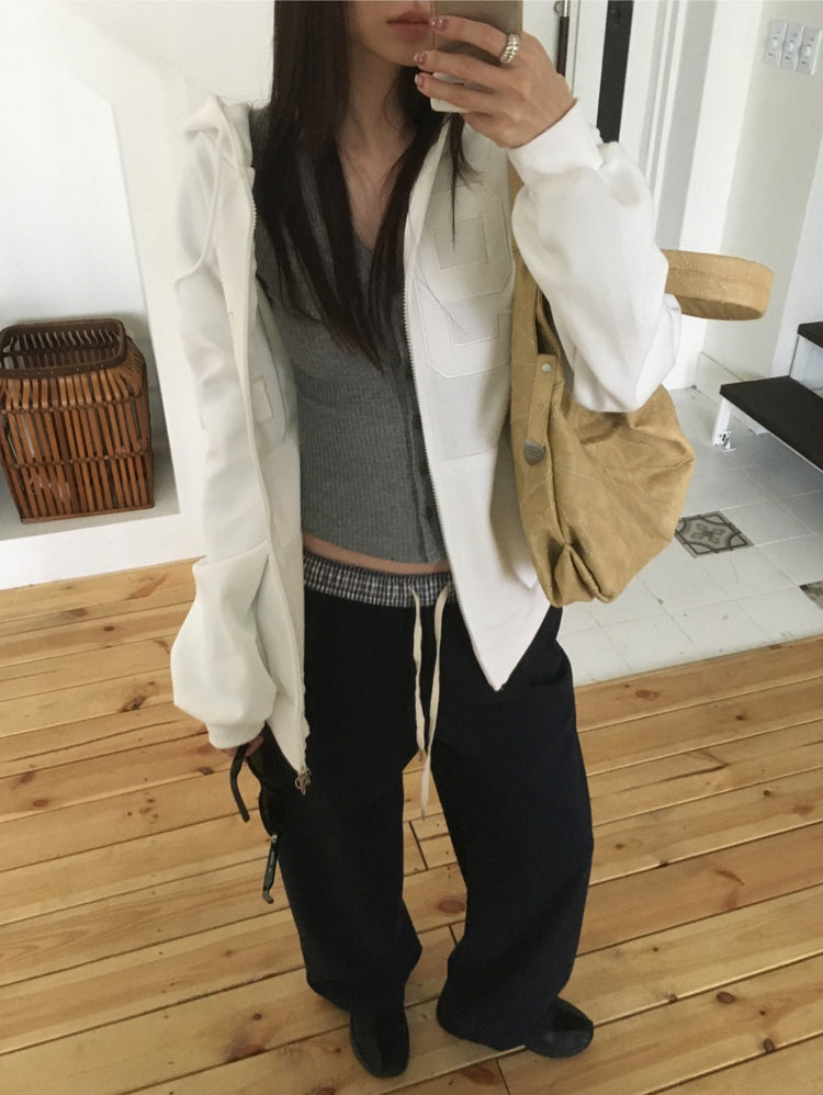 坑紋排鈕修身針織上衣