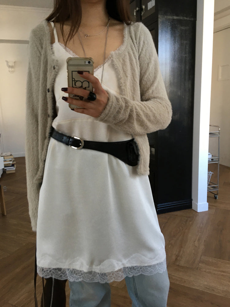 霧光蕾絲邊連身裙