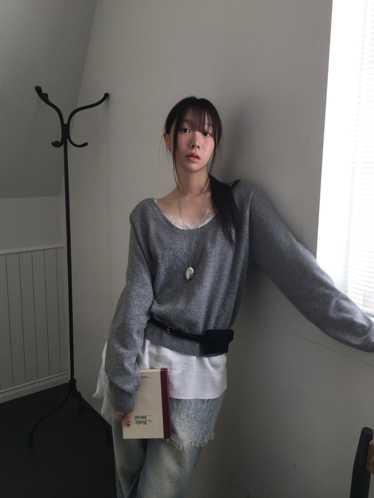 (現)美色蕾絲邊光澤感連身裙