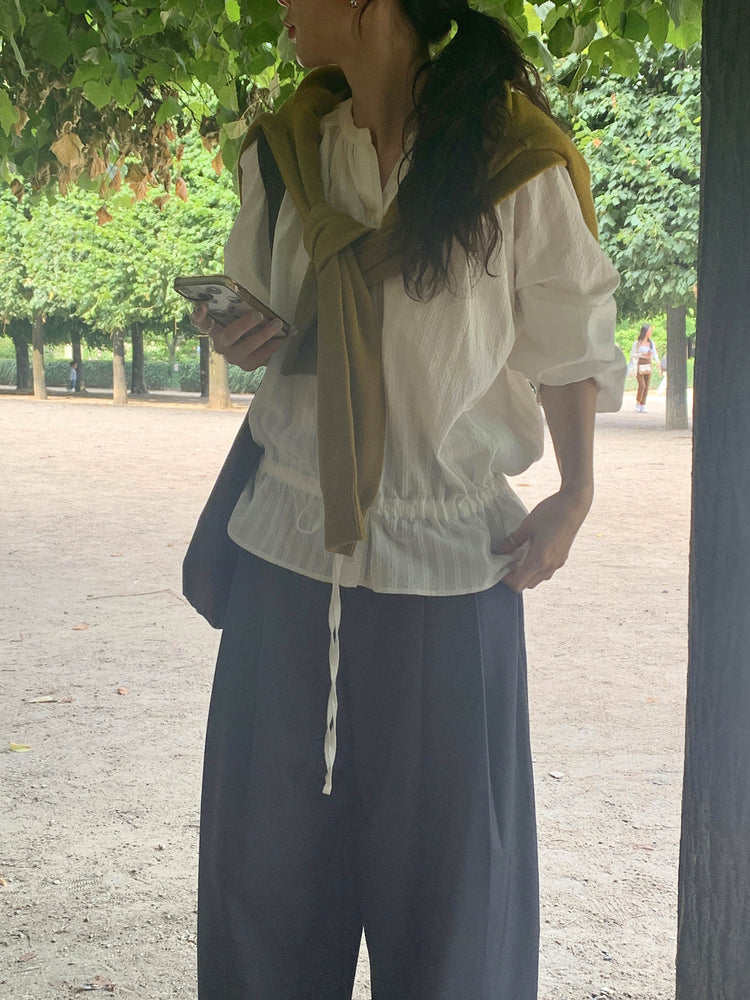 高質雙壓褶口袋細節直褲