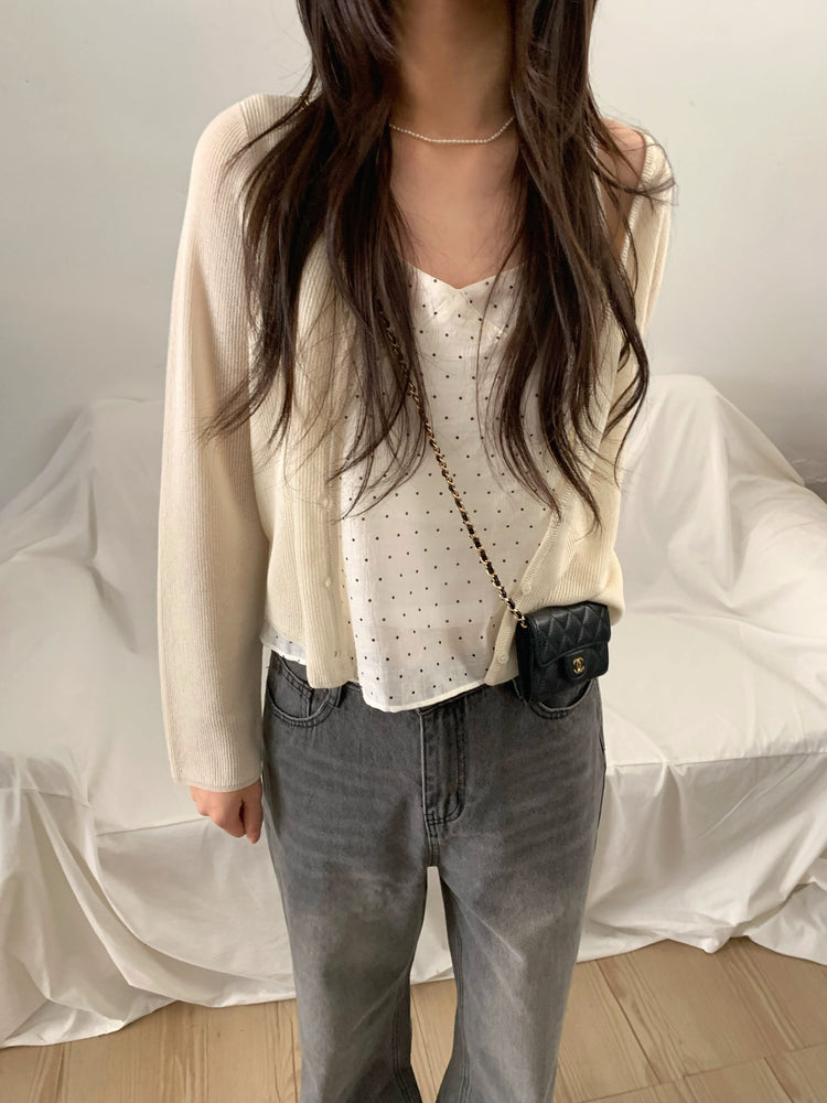 微透膚坑紋針織外套