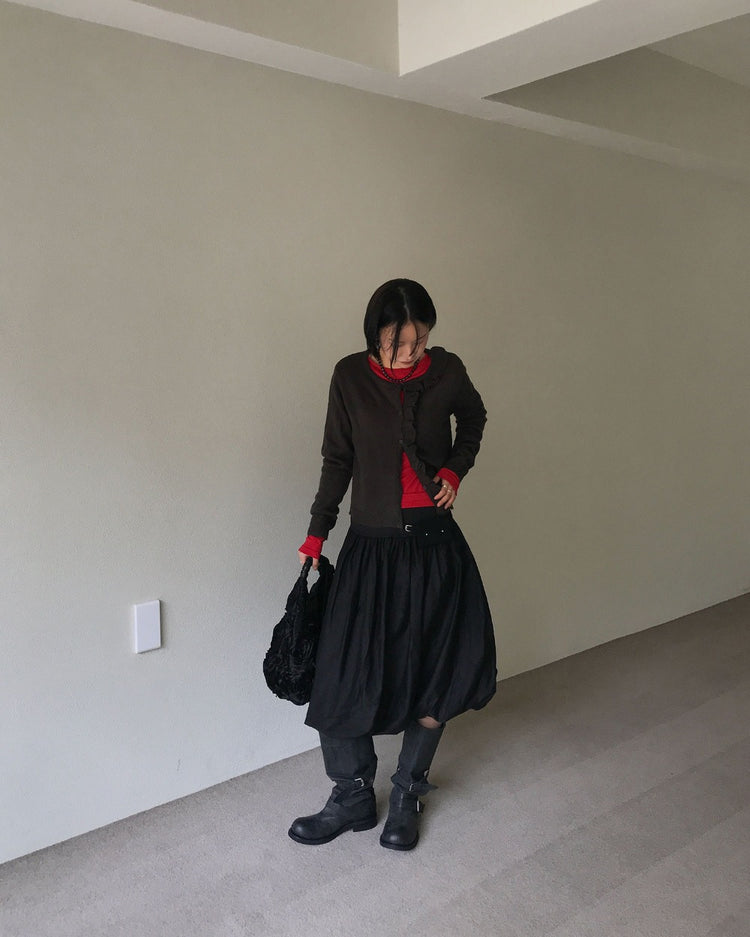 寬腰頭泡泡中裙