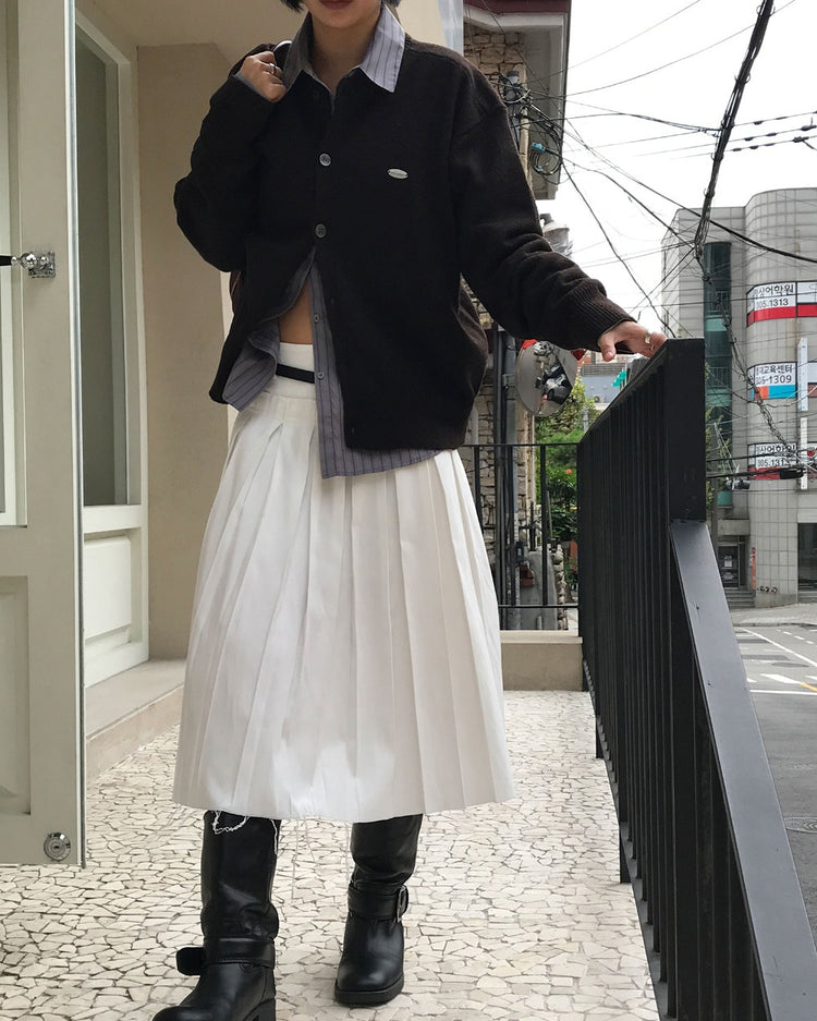 不修邊雙層細節百褶裙