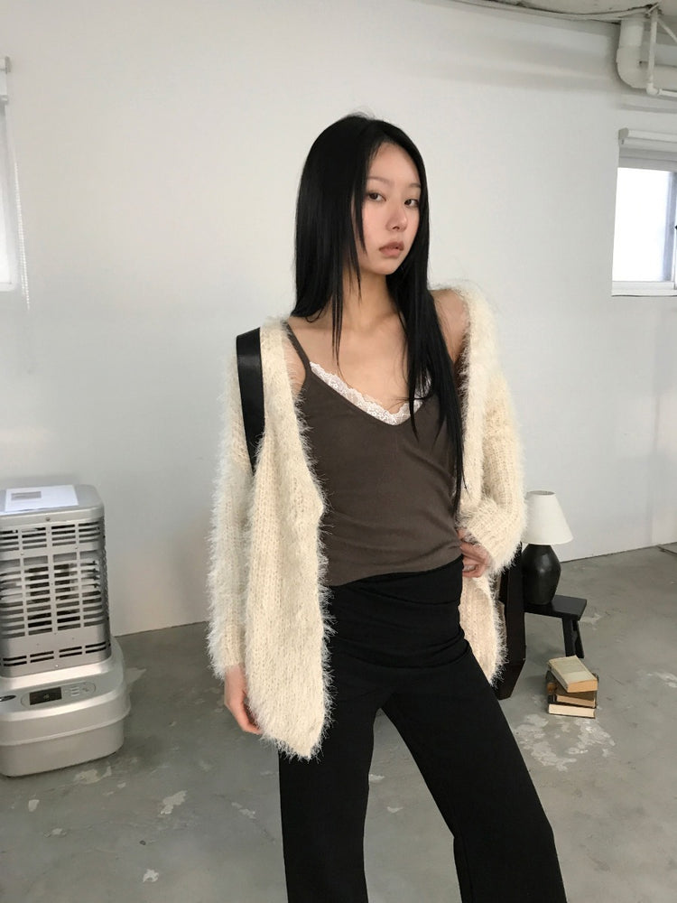 撞色蕾絲邊細節修身背心