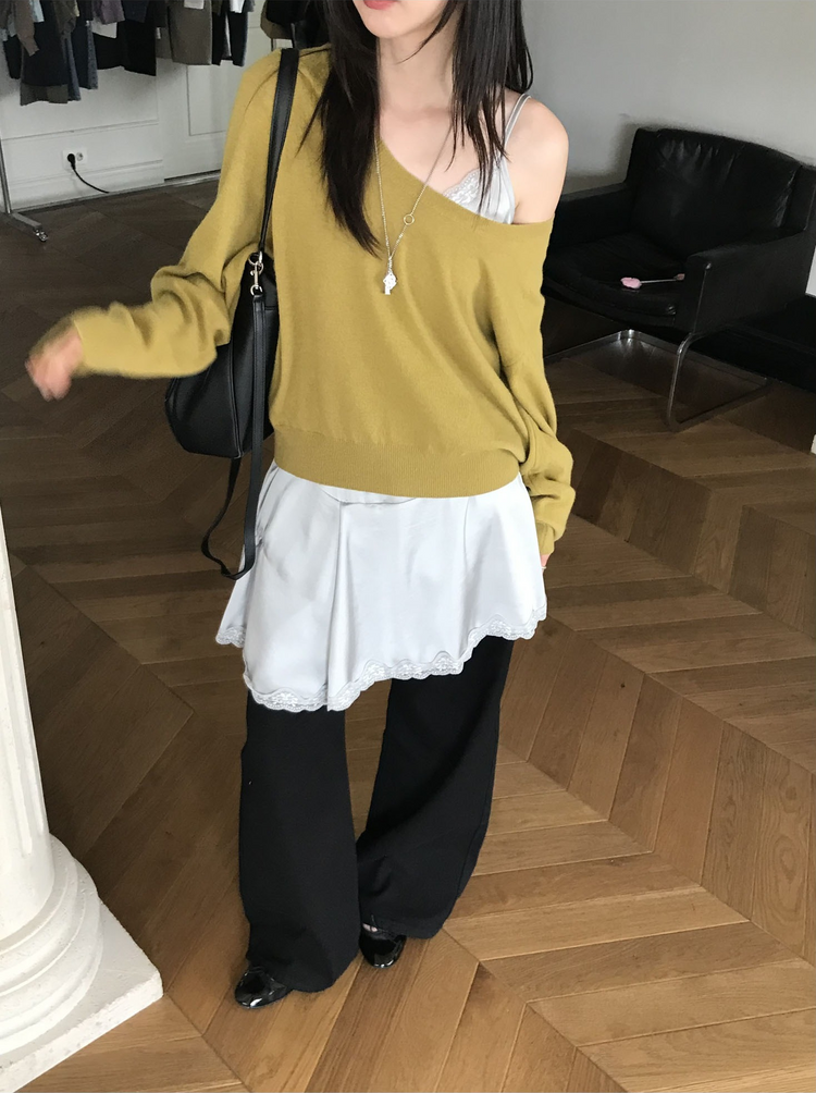 霧光澤蕾絲細節連身裙