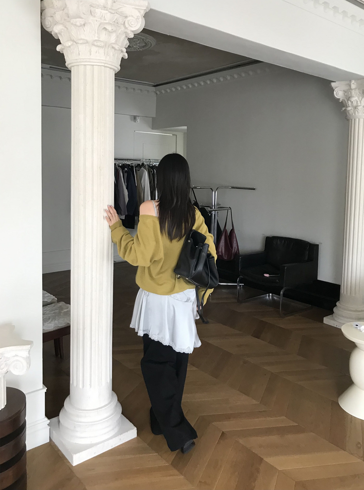 霧光澤蕾絲細節連身裙