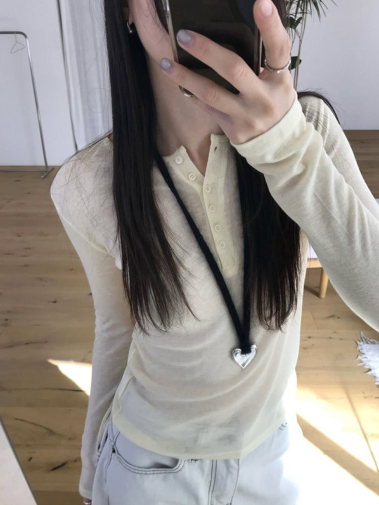 微透美色亨利領修身上衣