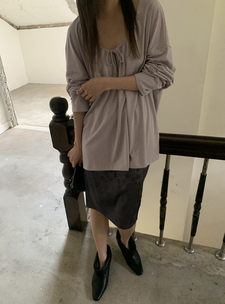 美肩抽繩寬鬆休閒上衣