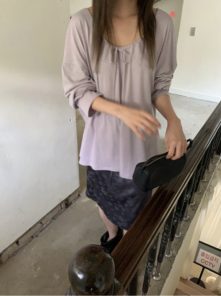 美肩抽繩寬鬆休閒上衣