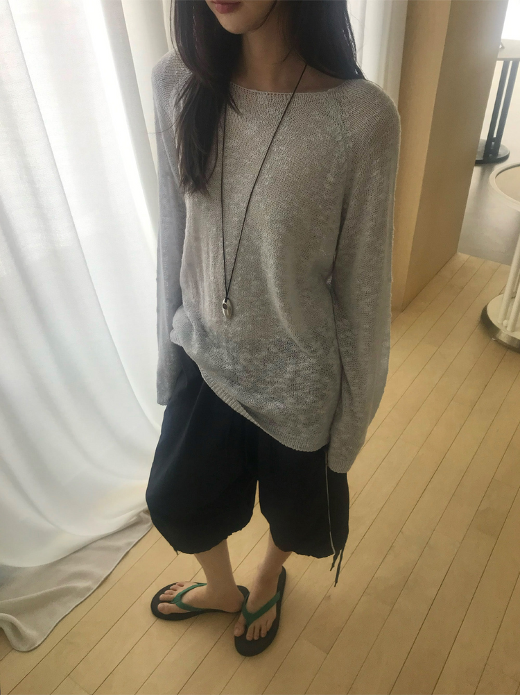撞色側壓線休閒七分褲