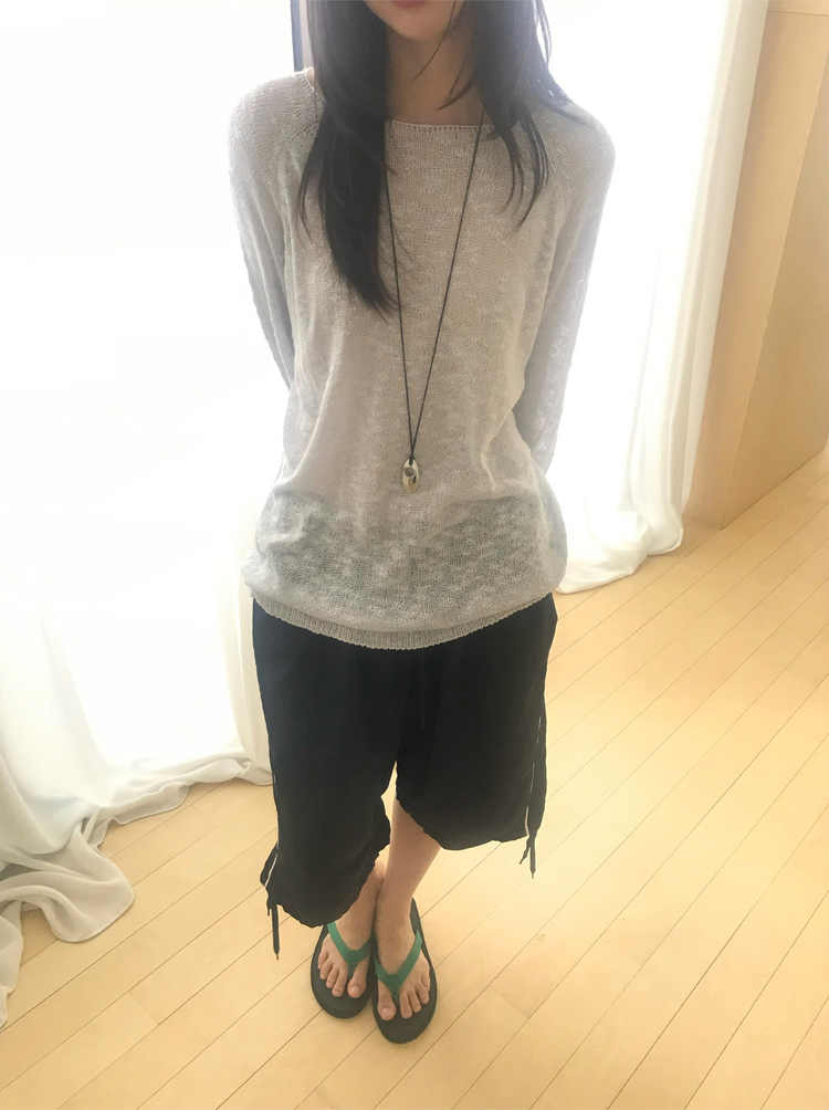 撞色側壓線休閒七分褲