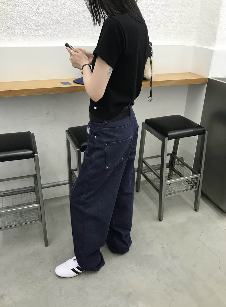 口袋明線細節牛仔褲