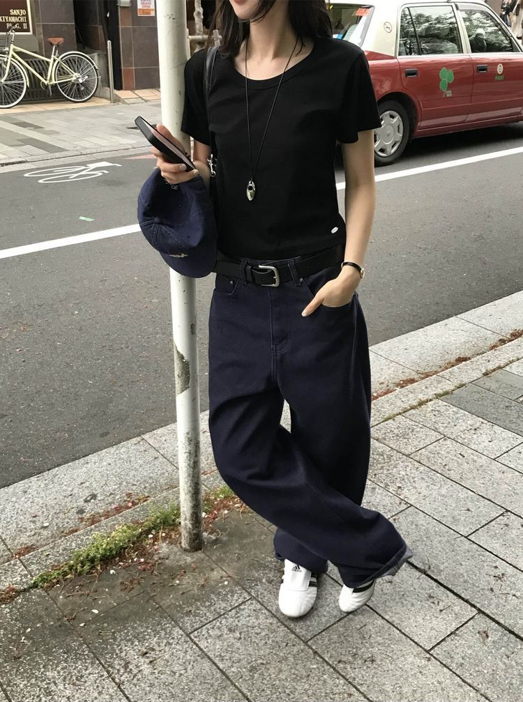 口袋明線細節牛仔褲