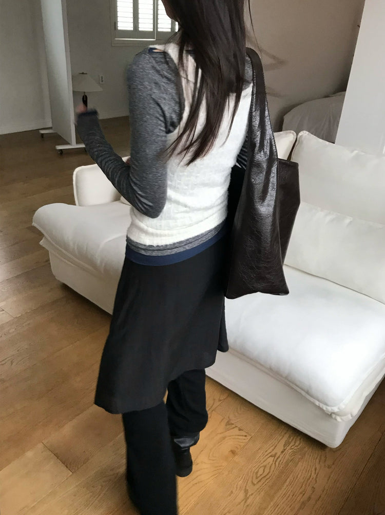 紋理寬肩帶容量袋